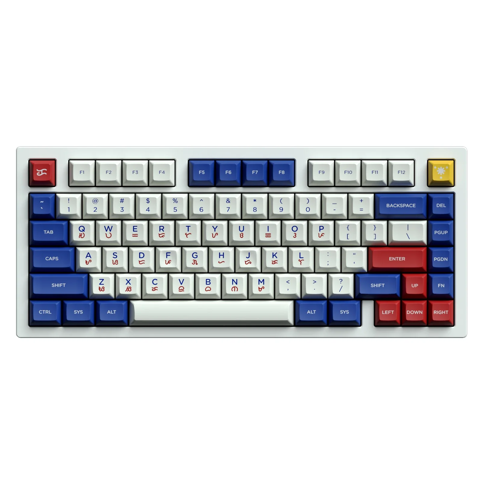 KAT highly written blue and white custom, sublimation keycaps 68 87 104