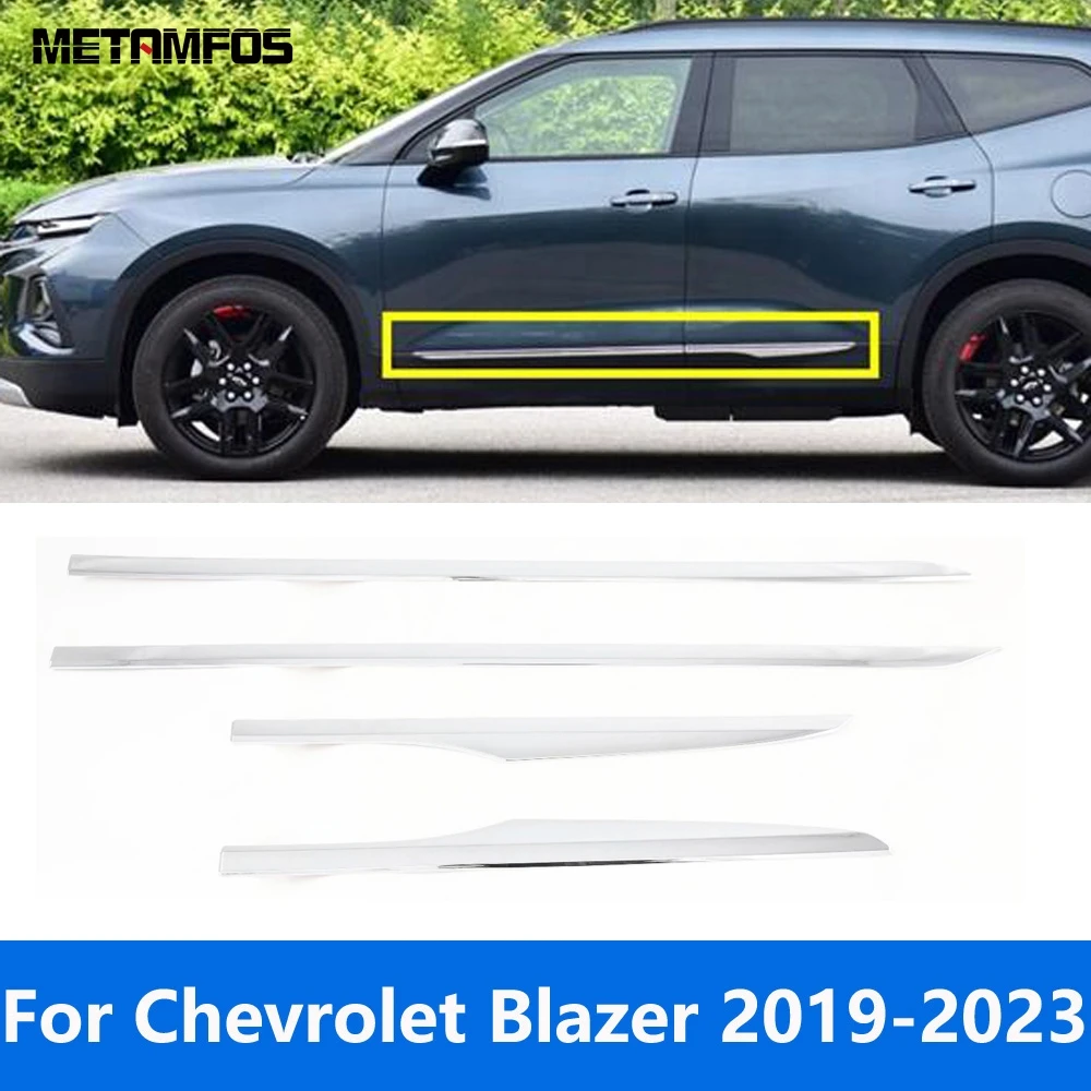 For Chevrolet Blazer 2019-2021 2022 2023 Chrome Side Door Strip Body Skirt Molding Trim Sticker Exterior Accessories Car Styling