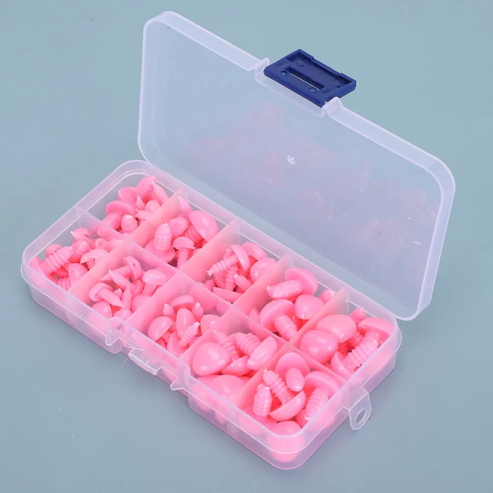 100pcs Black Plastic Safety Noses Triangle Nose Pink DIY Doll Nose With Washers 5 Sizes Doll Making Noses Amigurumi Crochet