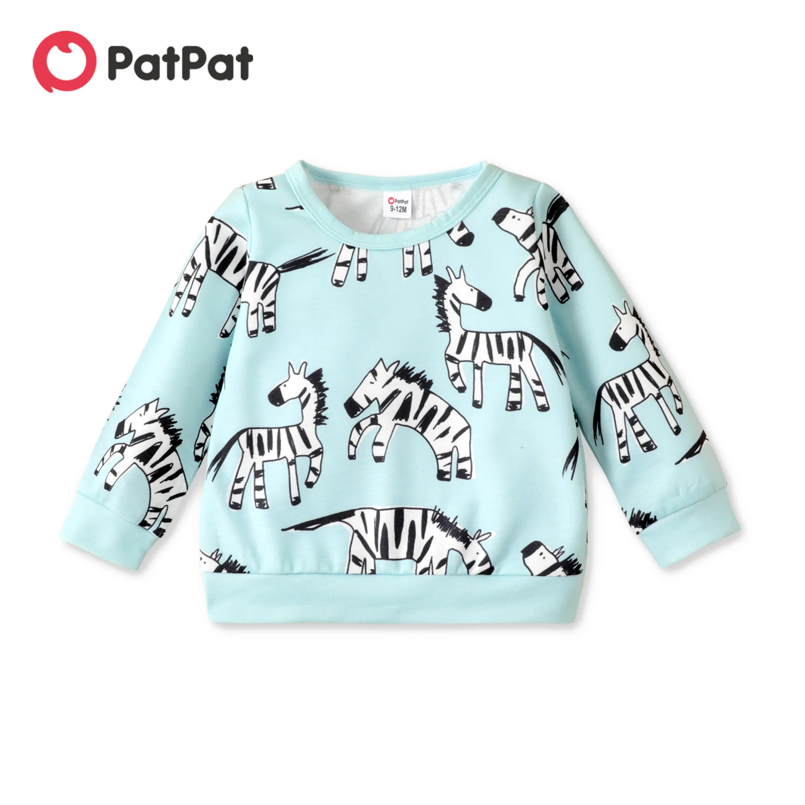 

PatPat Baby Girl Turquoise/Pink All Over Animal Print Long-sleeve Sweatshirt