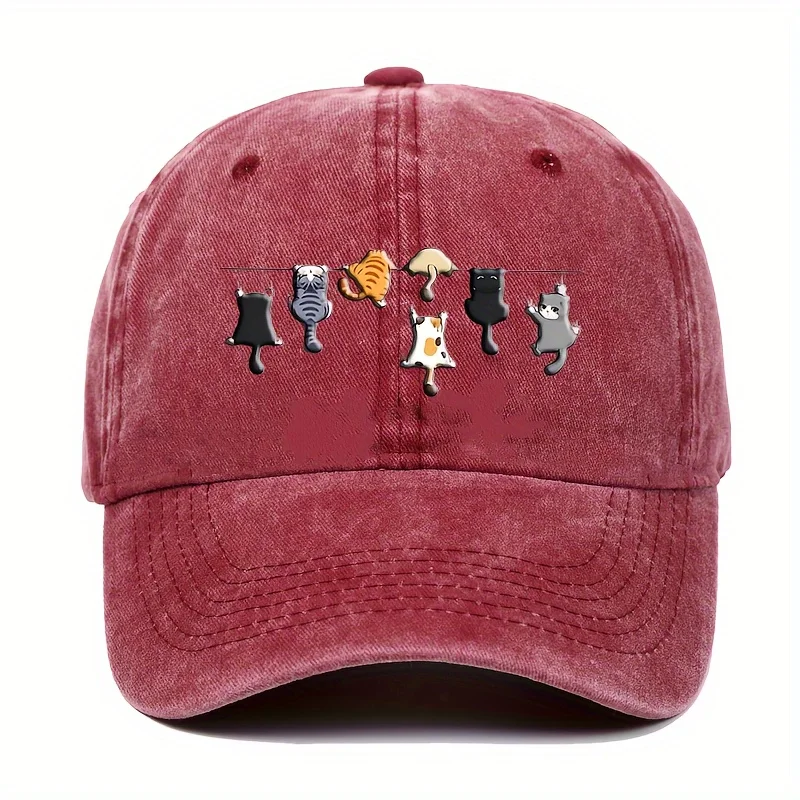 Gewaschene Baseballkappe mit Vintage-bedruckter Entenzungenkappe, Papamütze, Herren-Baseballkappe