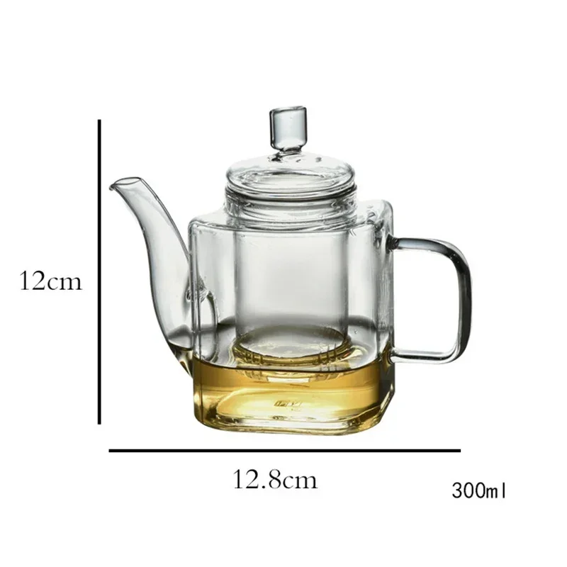 Japanese Style Handmade Heat Resistant Square Glass Teapot With Filter Liner Boiling Flower Tea Pot Kung FuTea Set Teaware