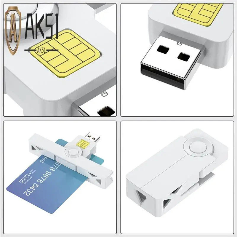

AK51-CAC Card Reader USB C Smart Foldable DOD Type C Common Access Tax Declaration SIM/ID/Bank Card Reader For Phone Laptop