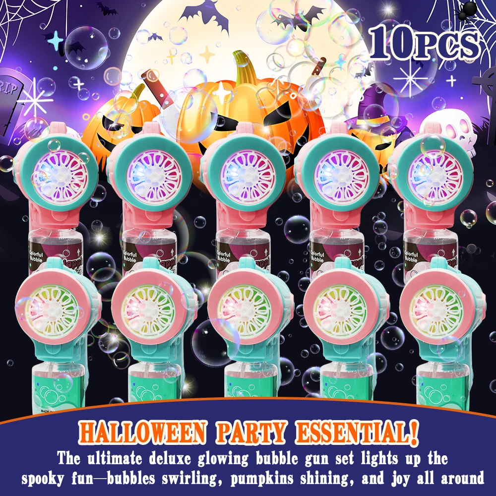 10 Packs Bubble Guns voor kinderen, Automatisch Bubble Machine Gun 10 Gaten Bubble Maker Speelgoed met Oplossing/Licht voor Jongens Meisjes Outdoo