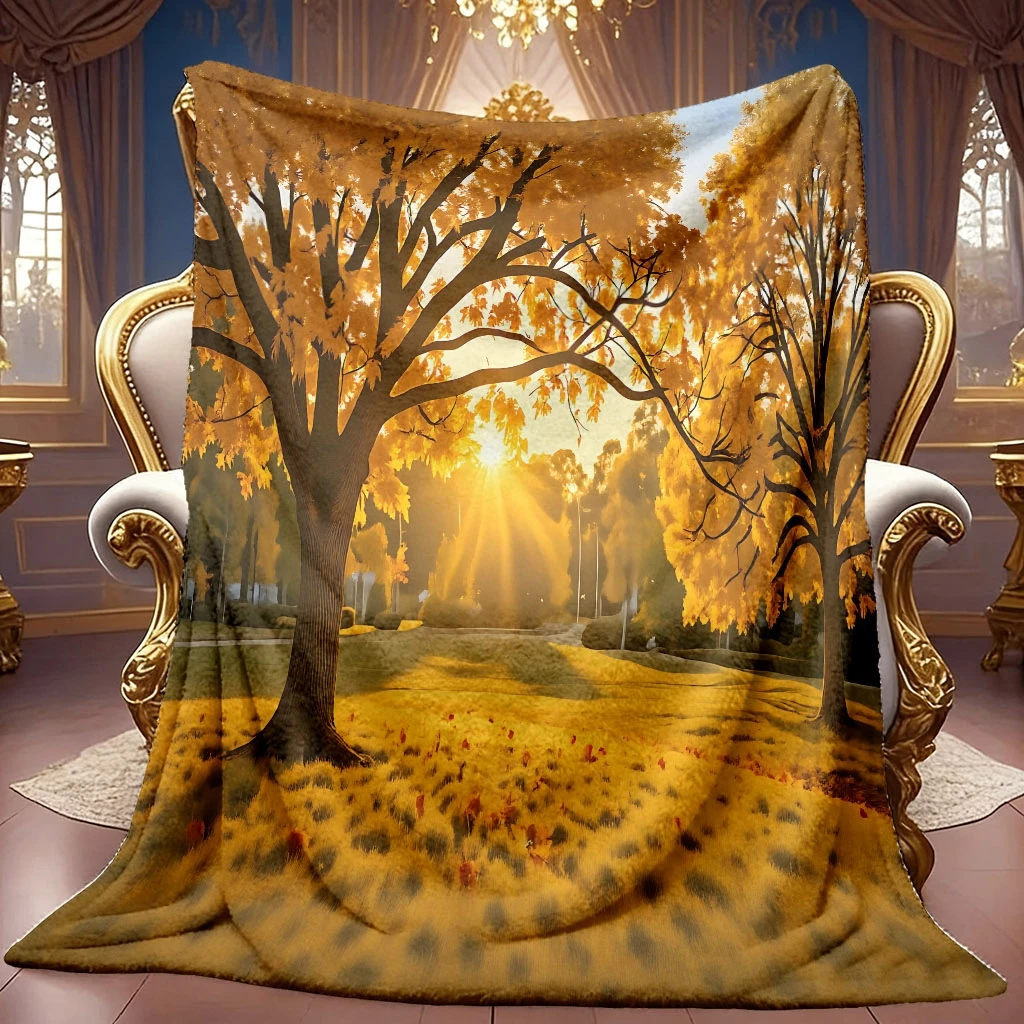 Festive Dark Blue Glowing Christmas Tree Throw Blanket Cozy Winter Bed Couch Cover Perfect Holiday Gift Home Decor