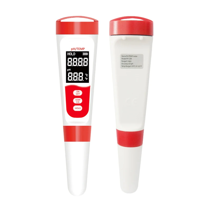 

High Precision Portable Digital PH Meter Test Pen with High Precision Probe 185*40*20mm Lcd Display White Plus Red