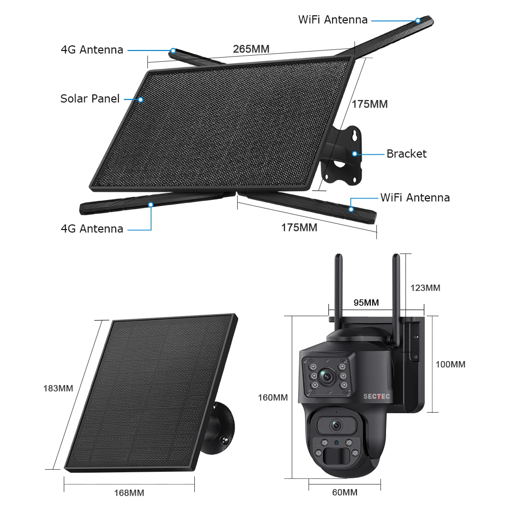 UBOX-cámara PIR PTZ HD de 6MP para exteriores, Kit de cámara CCTV de seguridad IP, panorámica, tamaño Mini, batería Solar, WIFI, Kits de cámara de red Solar