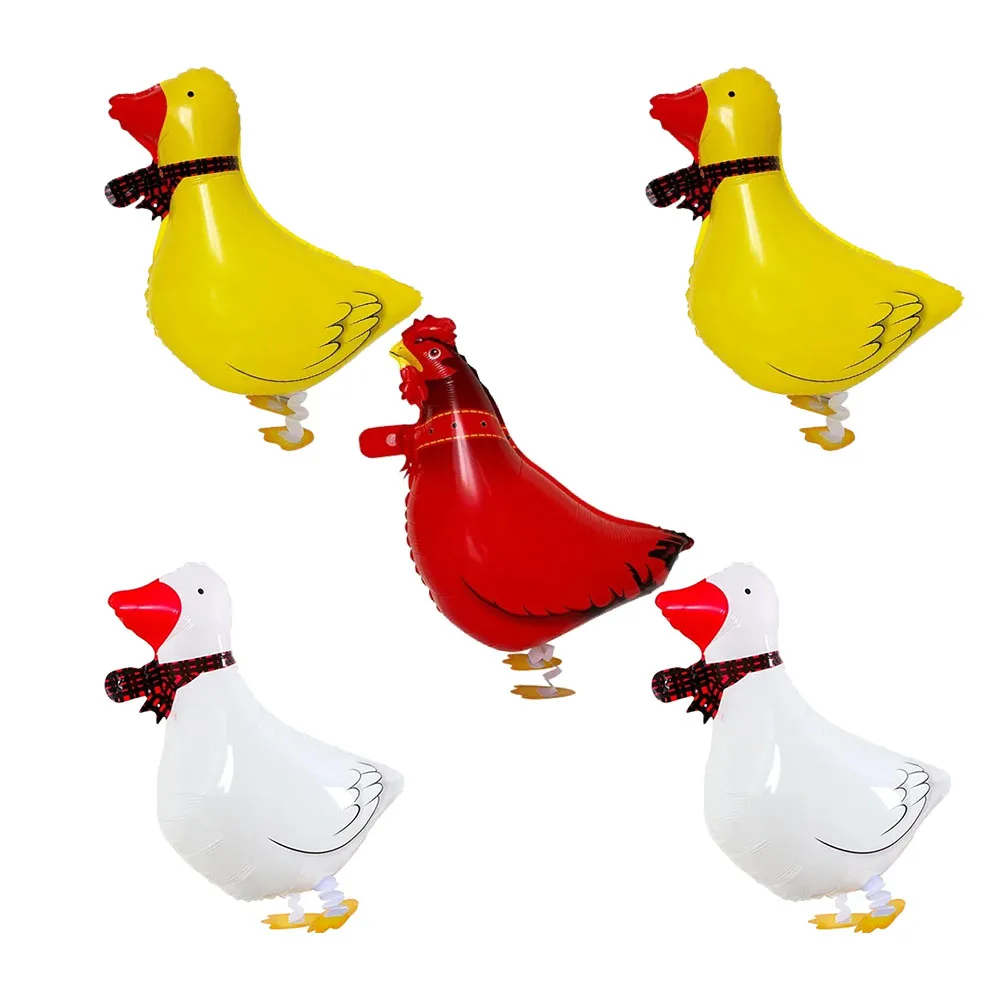 5Pcs Walking Duck Balloon Duck Shape Foil Balloon Farm Animal Chicken Duck Foil Ballon for Birthday Baby Shower Party Decoration