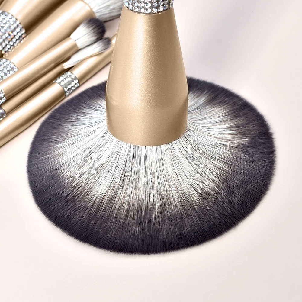 12pcs Champaign Gold Makeup Brushes Set Power Foundation Contour Eyeshadow Lip Make Up Brushes Professional Cosmetic Beauty Tool