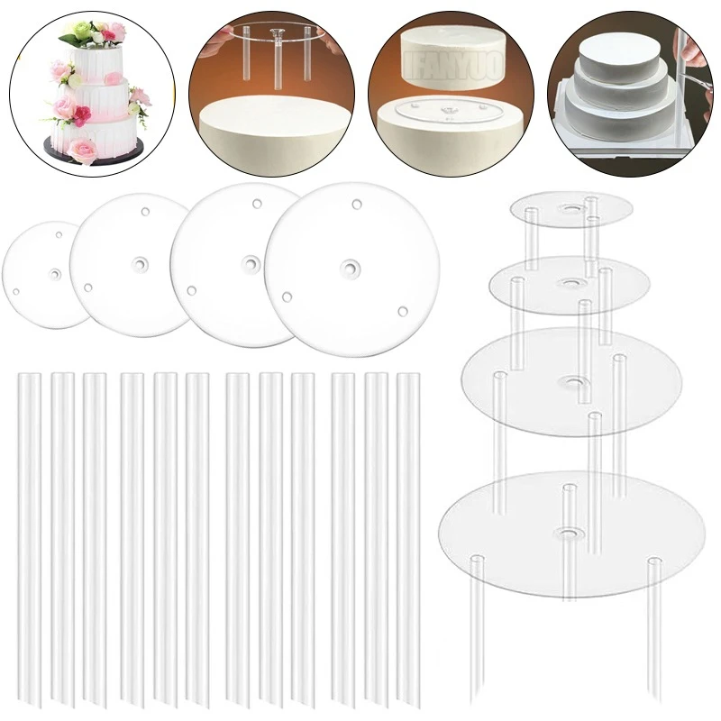 New Multi-Layer Cake Stands Support Straw Frame Mold Tier Set Round Spacer Piling Bracket DIY Cake Decor Pastry Tool for Kitchen