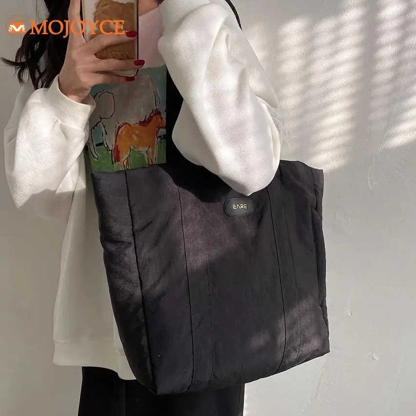 Winter Nylon Padded Women's Underarm Bags 2023 Luxury Designer Cotton Bolsas Ladies Solid Color Shoulder Bag Large Tote Handbags