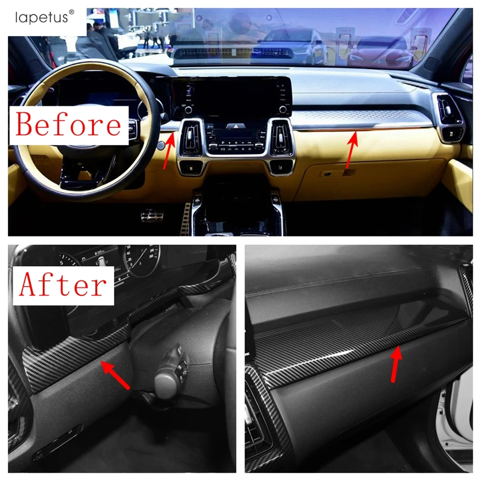 Central Control Dashboard Instrument Panel Strip Decor Cover Trim For Kia Sorento MQ4 2021 2022 2023 Carbon Fiber Accessories