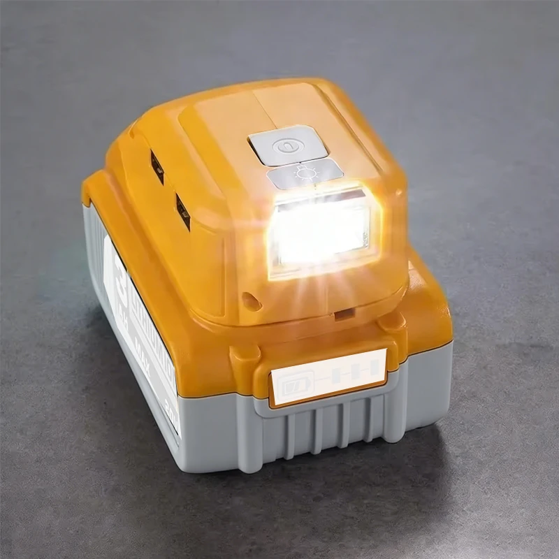 Replacement DCB090 Battery Adapter for Dewalt 18V 20V Max Lithium Battery USB Converter Power Source Supply with LED Work Light