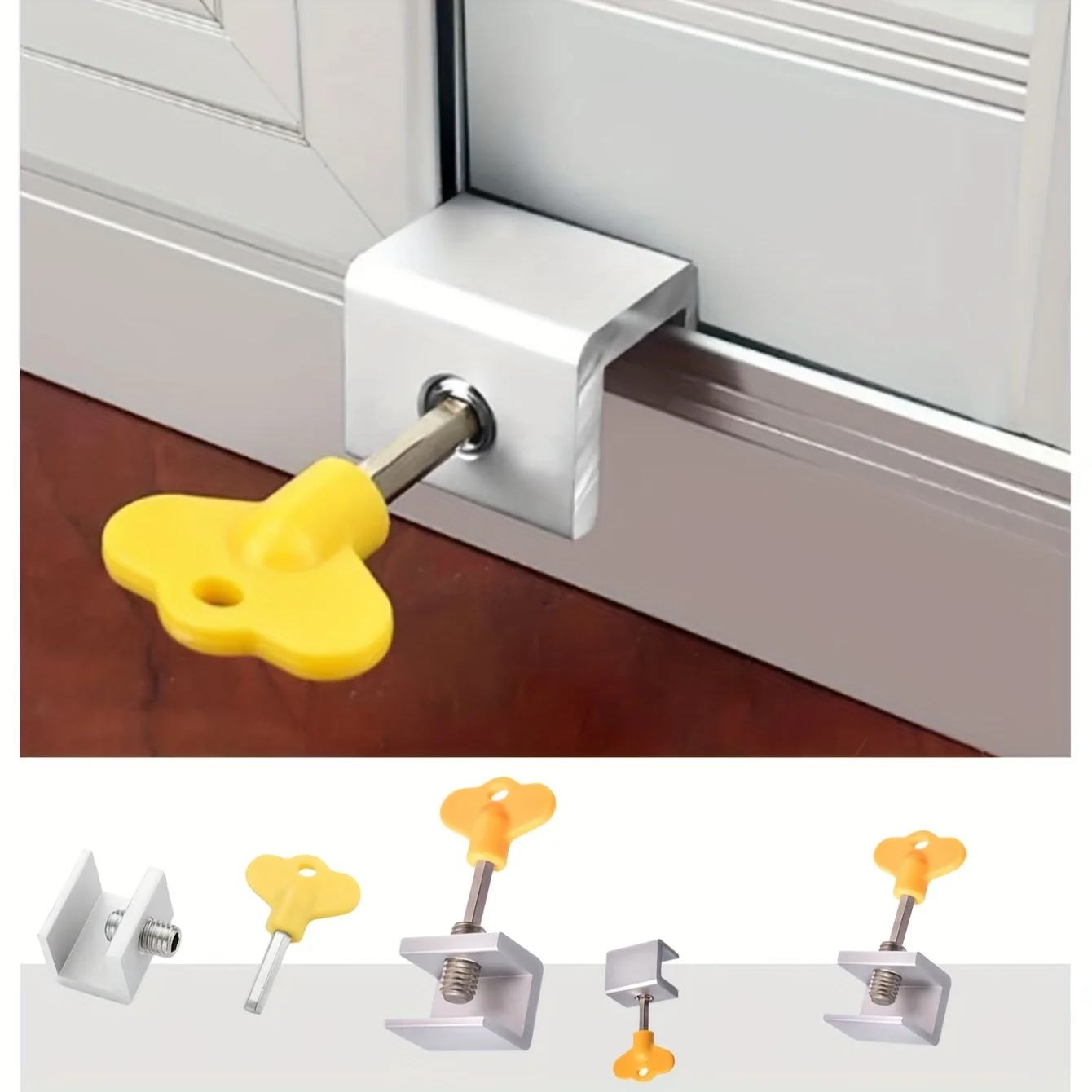 4pcs Aluminum Alloy Window Lock Stopper Sliding Window Anti-theft lock Window Sliding Door Baby Kids Child Safety Doors Lock image 5