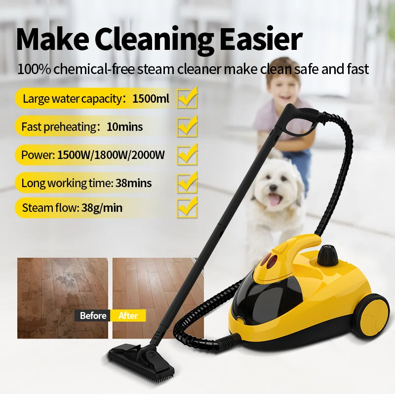 110V 240V Handheld Portable Steam Mop Carpet Extractor Jet Steam Cleaner Machine for Hard Surface Chemical Free Safe for Pet