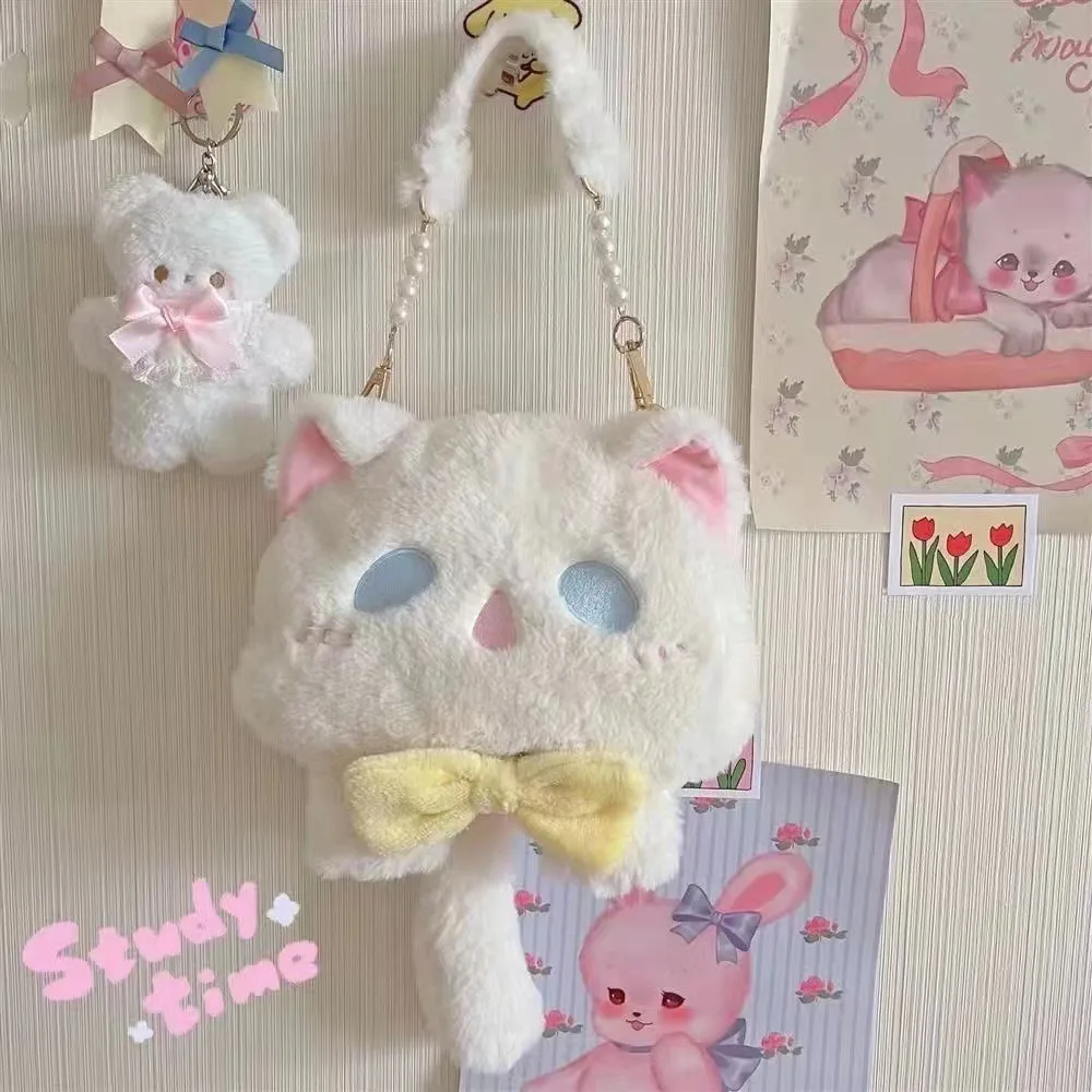 High Capacity Large Capacity Bag Cat Shaped Faux Fur Doll Bag Handheld Crossbody Bag Lady - view 2