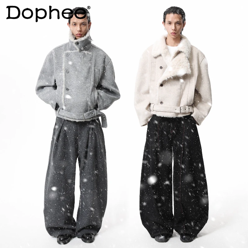 

2025 зимние новые модные однотонные парки из искусственного меха, куртки с длинными рукавами, стильные пальто, мужские красивые куртки