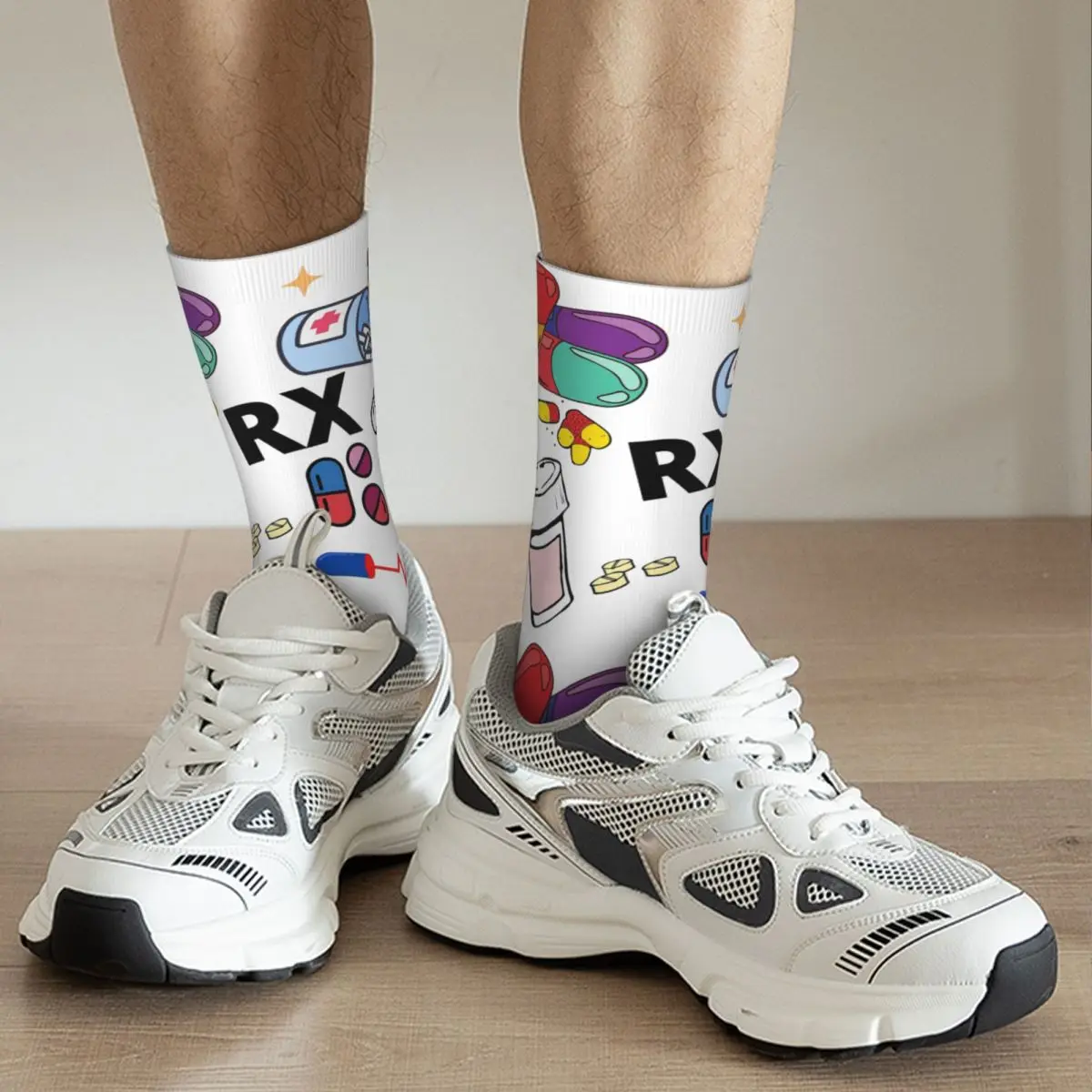 Pharmacy Pattern Pills RX Socks Harajuku High Quality Stockings Long Socks Accessories for Man's Woman's Birthday Present