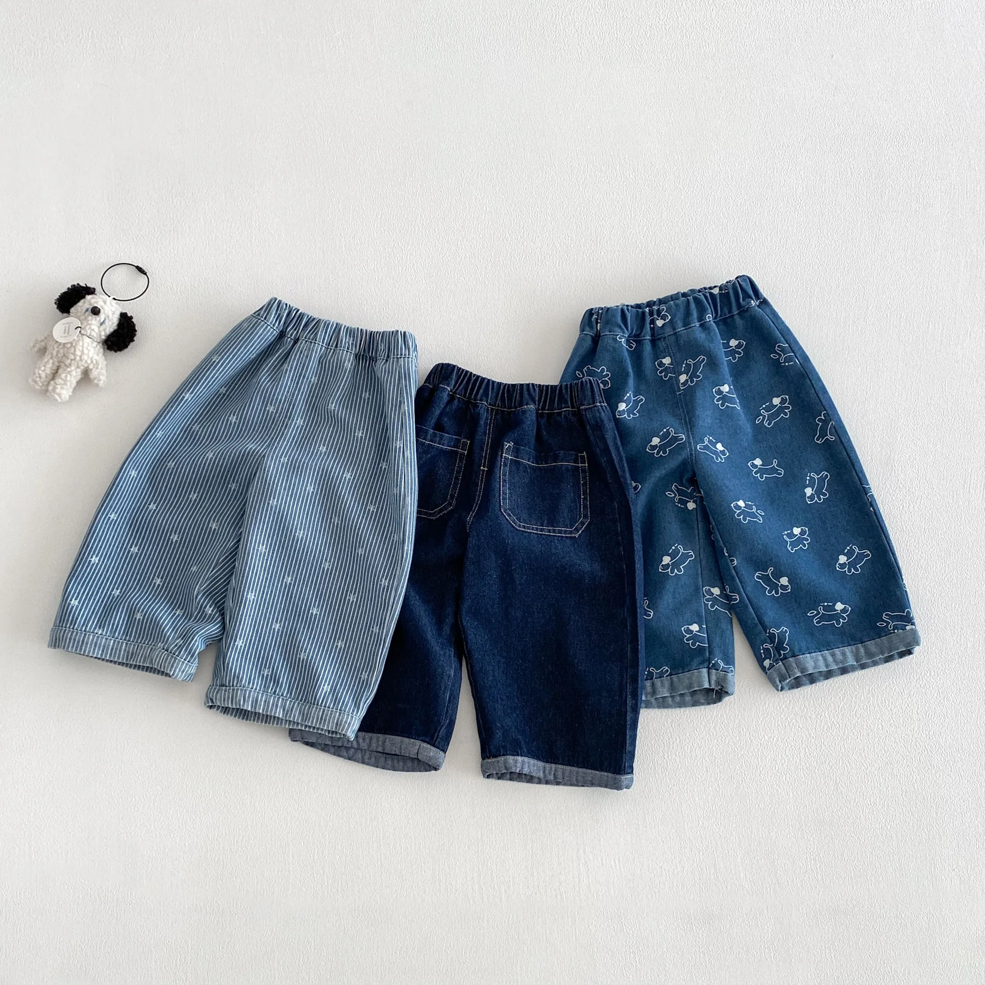 2026 New Fall Boys Star Denim Pants | Striped Print Casual Trousers | Cute Kids Bottoms
