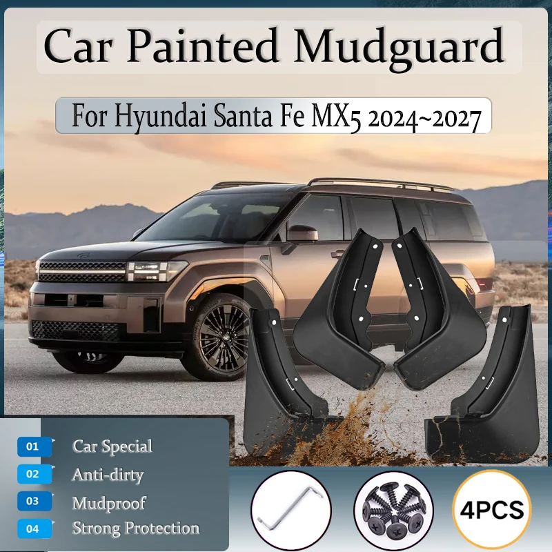 

Car Mudguards For Hyundai Santa Fe MX5 2024 2025 2026 2027 Antifreeze Fender Splash Guard Exterior Part Mudflap Auto Accessories