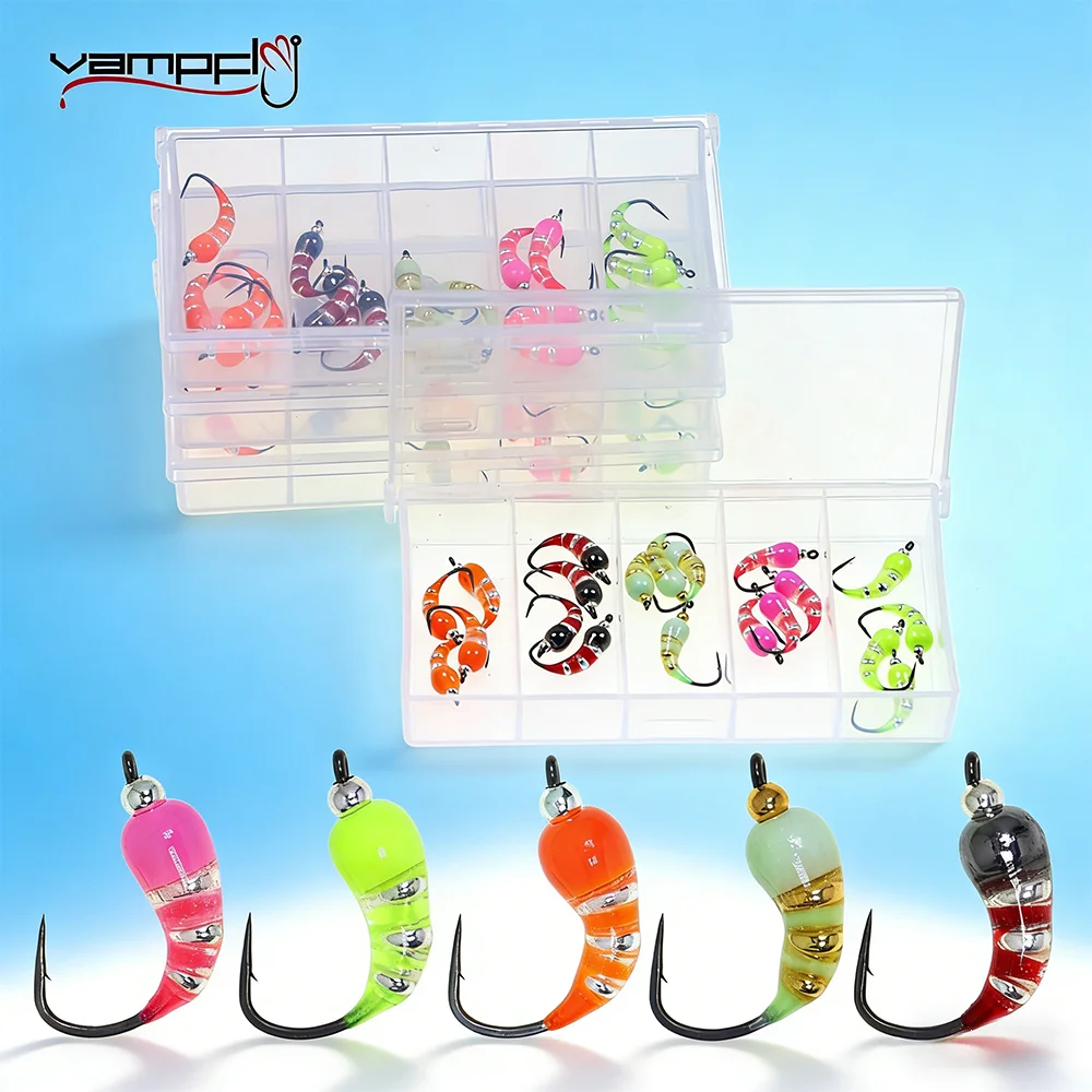 

Набор приманок для зимней рыбалки Vampfly, 20 шт. # 6 # 8 # 10 # 12 рыболовных приманок: эпоксидные нимфы, бабочки-скуды, черви, нахлысты для ловли форели, панфишей, краппи