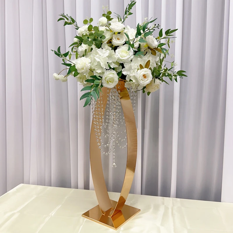 Support de fleurs en métal avec perles, plomb de route, centre de table de mariage, décoration de fête rigour, T1, 10 pièces, uno