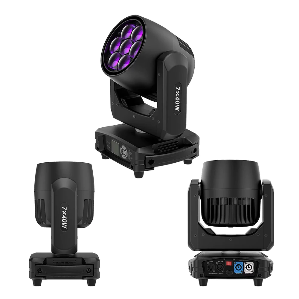 7x40W RGBW 4 IN 1 Bee Eye Beam Wash Moving Head With Zoom Function Unlimited Rotate Stage Lighting High Bright For Disco DJ