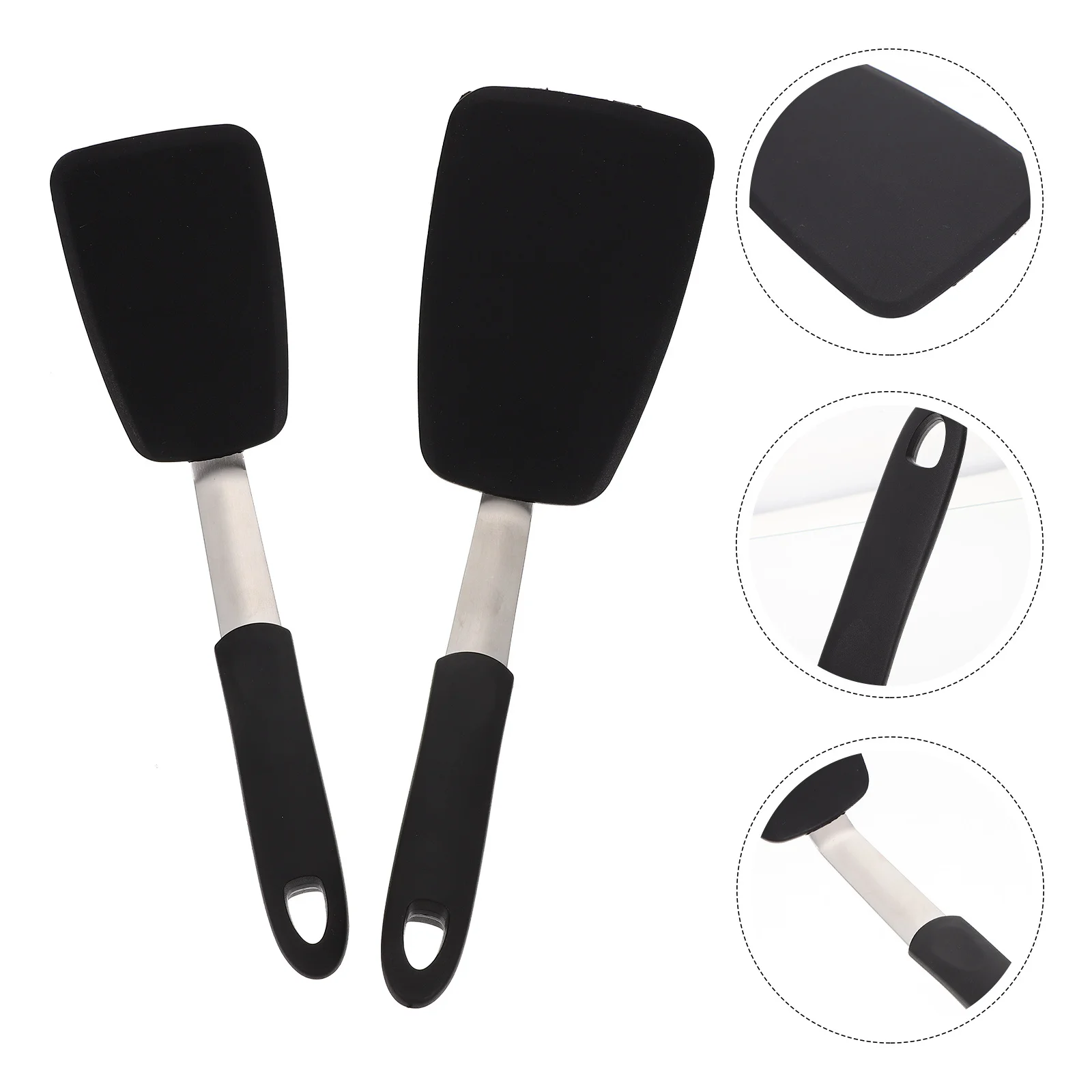 

2Pcs Silicone Frying Shovels Non-Stick Heat Resistant Cooking Spatulas Ergonomic Handle for Kitchen Hotel Home