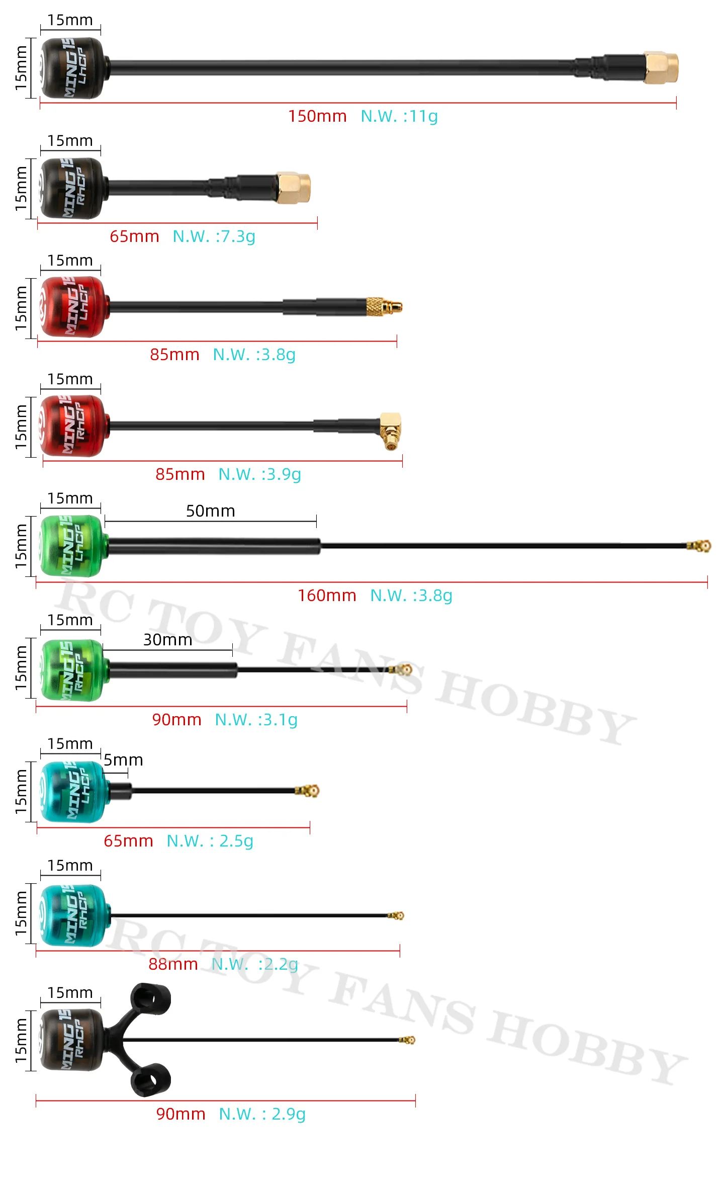 5.8G Mini Lollipop RHCP FPV Antenna High Gain 3.3Dbi IPEX IPEX-G IPEX-Y SMA Connector for Transmitter/Receiver RC Racing Drone view 5
