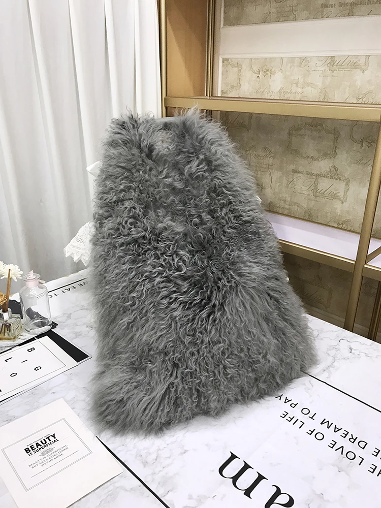 2023 Women\'s Tibet Lamb Fur Bag Shoulder Bag European and American Fashion Large Capacity Wool Bag Real Fur Bag Lady