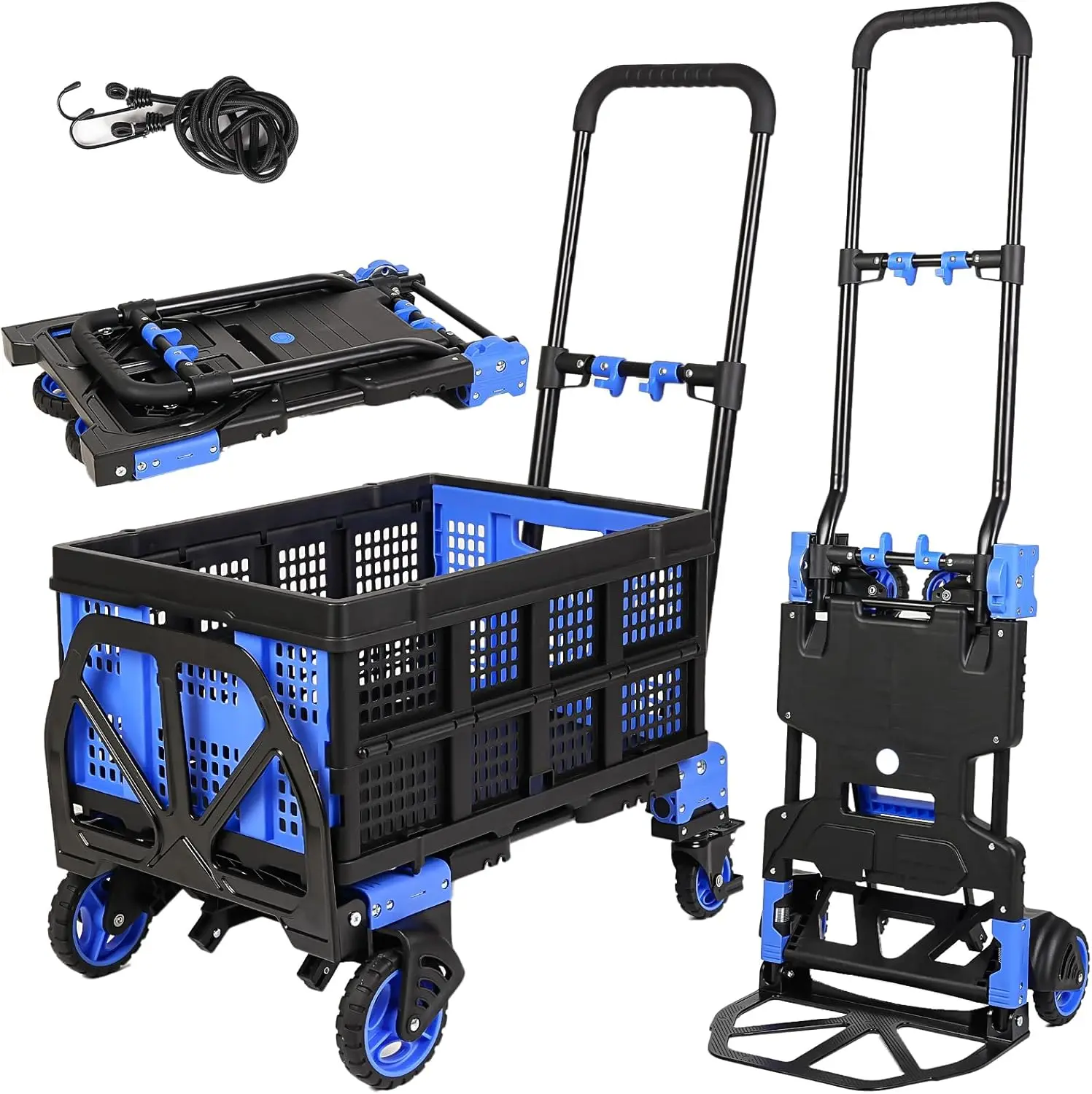 

Portable Dolly Cart 2 in 1 Hand Truck Dolly Foldable with Basket Retractable Handle Foldable Hand Truck