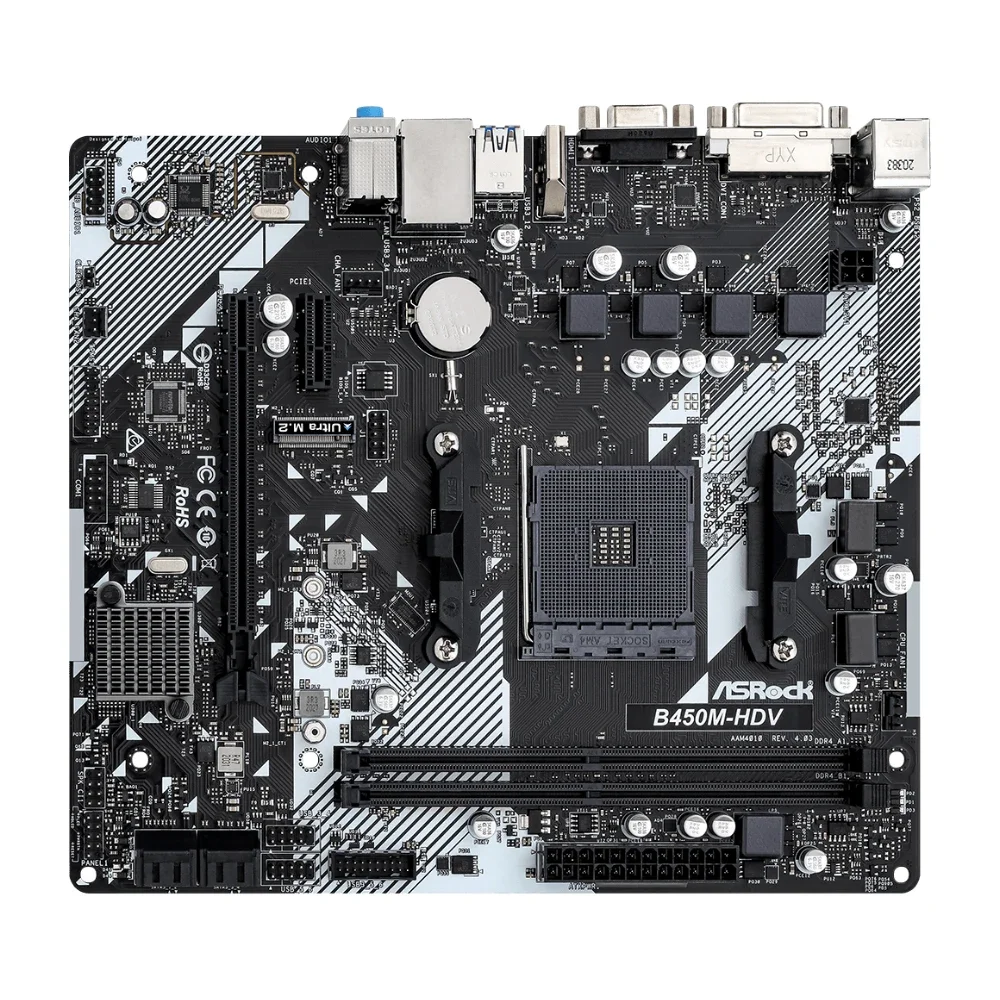 ASROCK B450M-HDV R4.0 AMD B450 Motherboard AM4 Support Ryzen 5 5600 5500 Ryzen 7 5700G 3700X 3 3200G CPU DDR4 M.2 HDMI Micro ATX