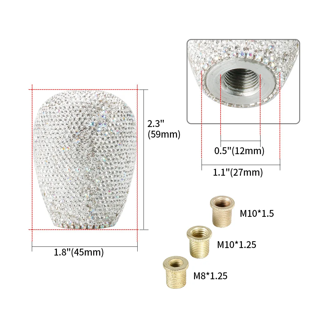 Full Diamond Aluminum Car Auto Gear Shift Knob Manual Transmission Automatic Bling Rhinestones Gear Level Knob Car Accessories