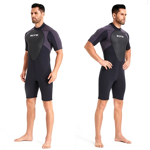 Imagen 2 del producto Traje de buceo de neopreno de 3MM para hombre, traje de KiteSurf de snorkel de una pieza de manga corta, protección solar, ropa de protección cálida a prueba de frío