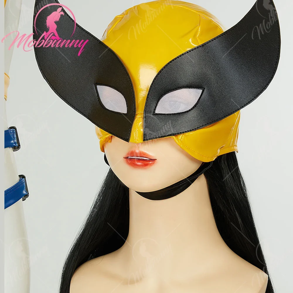 MOBBUNNY Women\'s Lingerie Set Cosplay Costume for Women Bodycon Outfit Cutout Bodysuit with Gloves Mask For Halloween