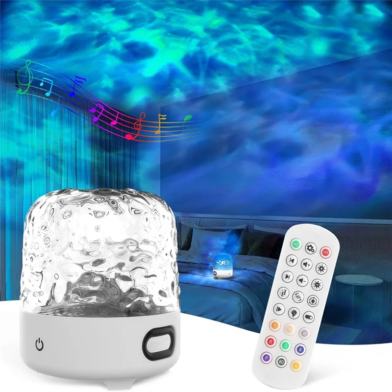 

Wave Cordless Projector Light With 16Color Effects,Night Lights LED Northern Lights Projector,Built-In Bluetooth Speaker