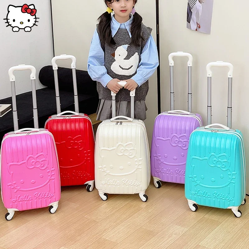 Hello Kittys 16 Inches Suitcase Children's Luggage Cartoon Cute Child Trolley Box Boarding Box Universal Wheel Student