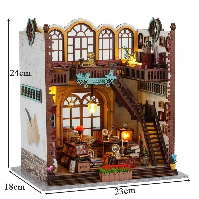 

DIY Magic Book House Casa Wooden Miniature Building Kits Doll House with Furniture Light Dollhouse Toy Birthday Gifts Room Decor