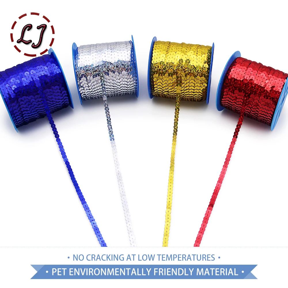 New 10yds 6mm PET Round Flat Laser Giltter Paillettes Sequins for Crafts Sewing on Cloth Accessory Sequin Trim scrapbooking DIY