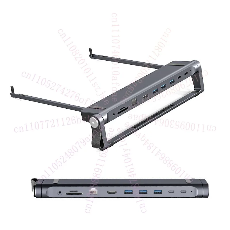 

9-in-1 Premium Aluminum Alloy Laptop Height Increasing Heat Dissipation HUB Docking Station Laptop Portable Folding Stand