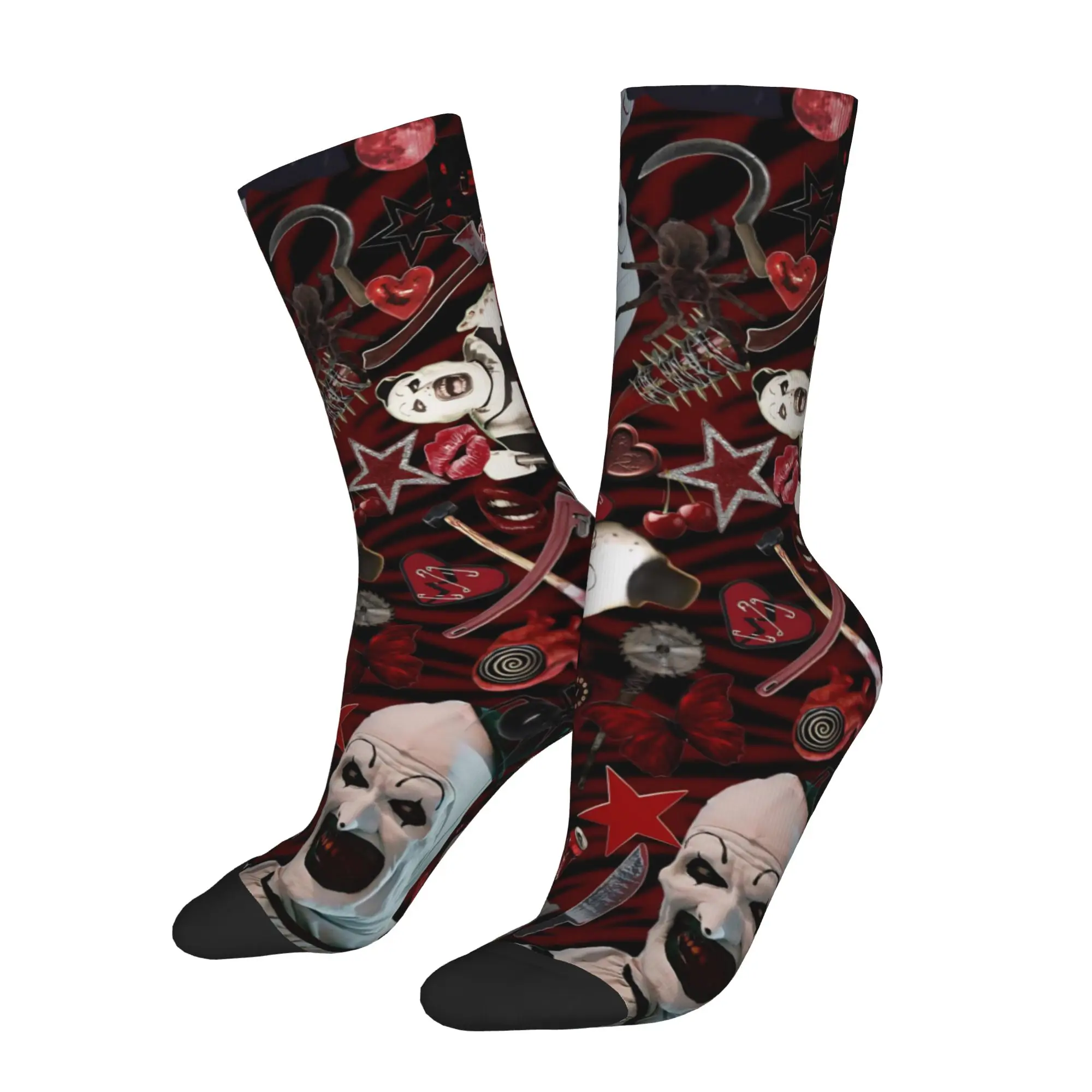 Autumn Winter Funny Men's Women's Terrifier Socks Horror Movie Non-slip Basketball Socks
