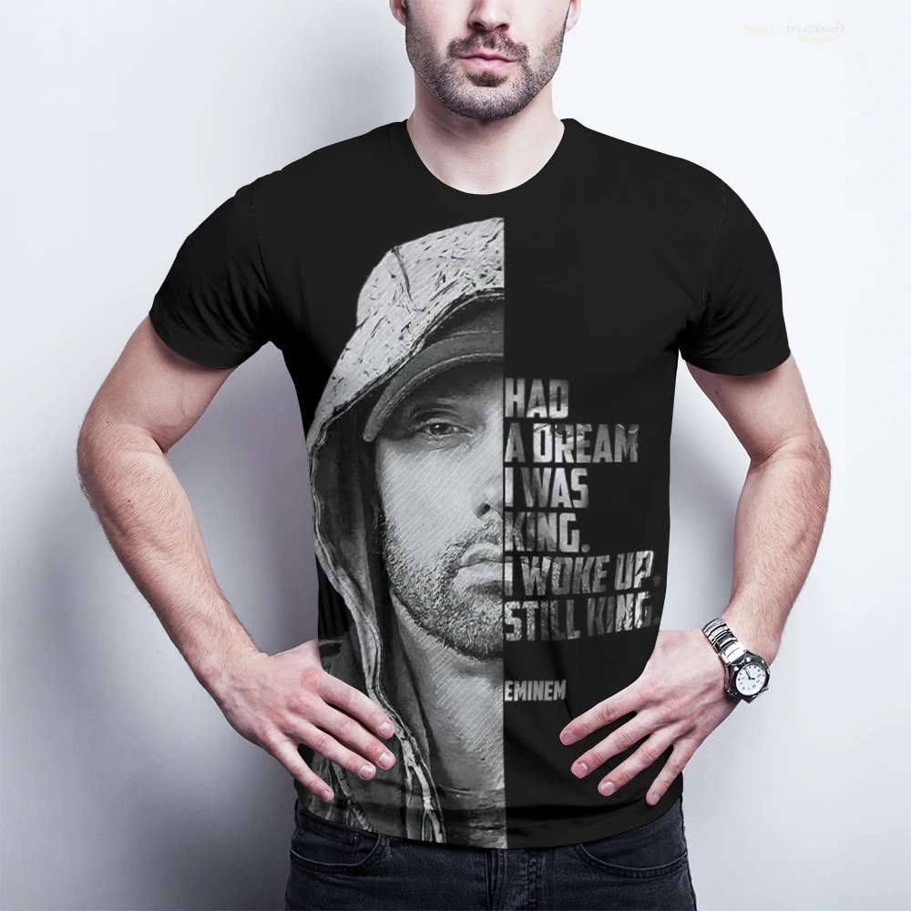 

Hip Hop Men's Clothing Rapper EMINEM 3D Printing Fashion Summer Breathable Casual Short Sleeve O Neck Oversized Men's T-Shirt