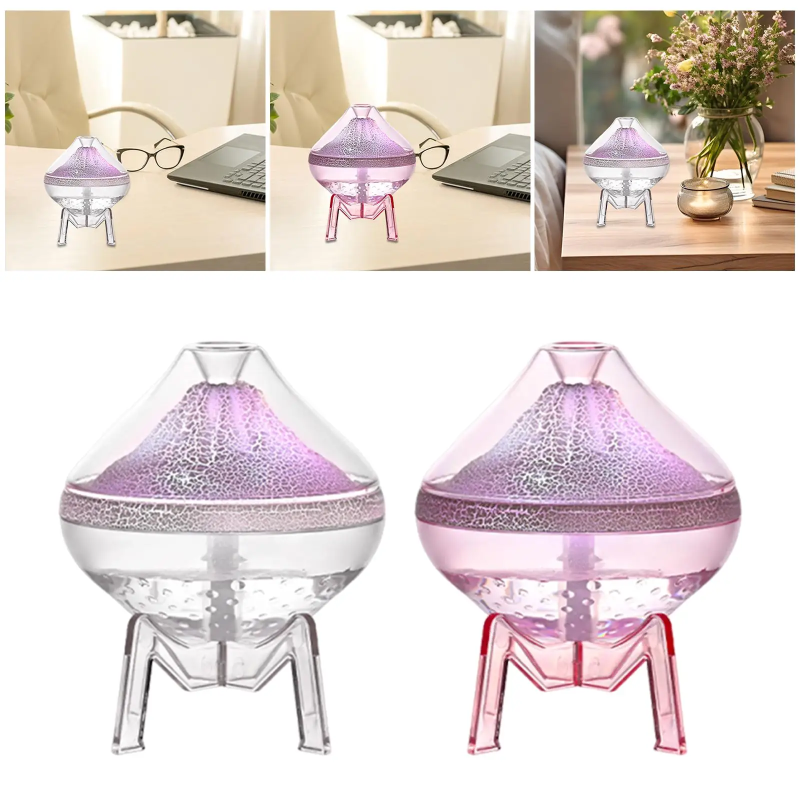 Air Humidifier Volcano Decorative Light Nightlight Cool Mist Maker Mini Humidifier Desk Humidifier for Office Plants Living Room