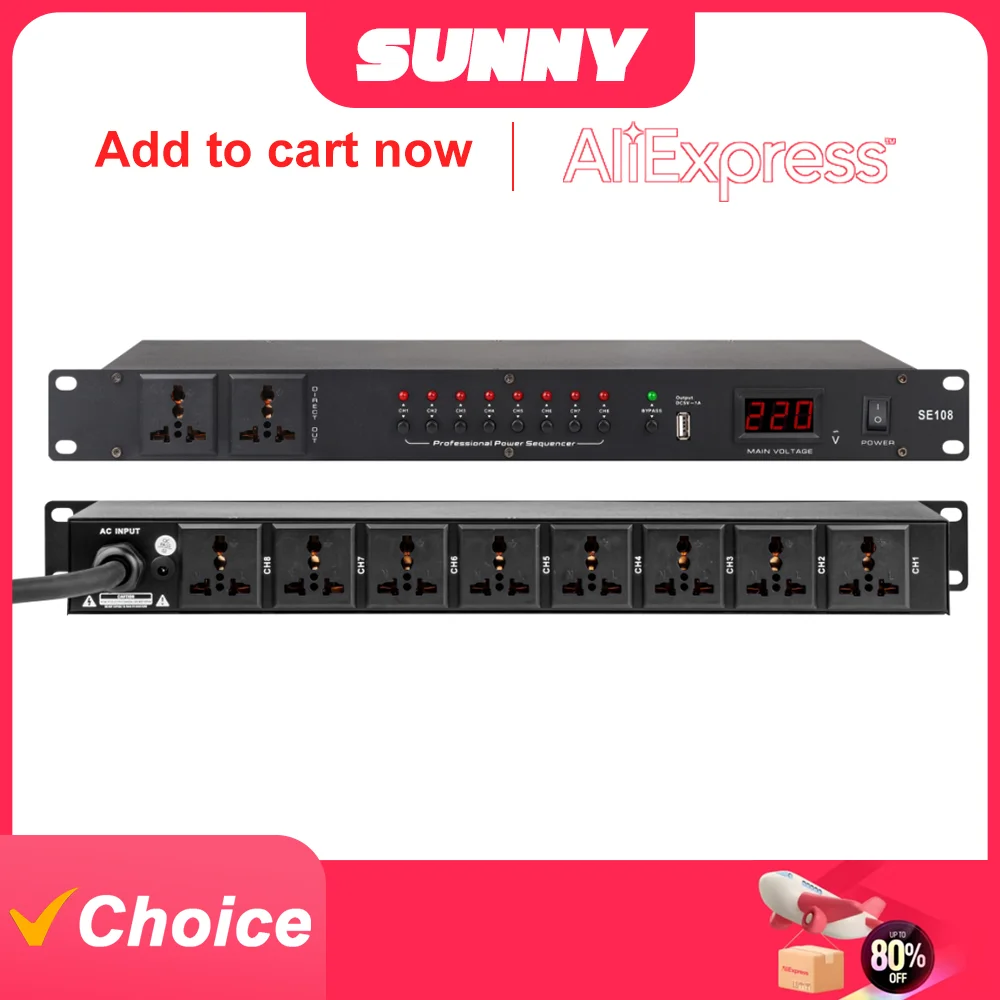 

Professional 8 Channel High Power Equipment Power Supply Controller 10-way Power Sequencer With RS232 Serial Port for Stage