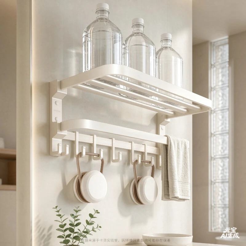 No Drill Aluminum Towel Rack 50 to 60cm Bathroom Storage Shelf with Smooth Rounded Edges Moisture Resistant Finish for Home