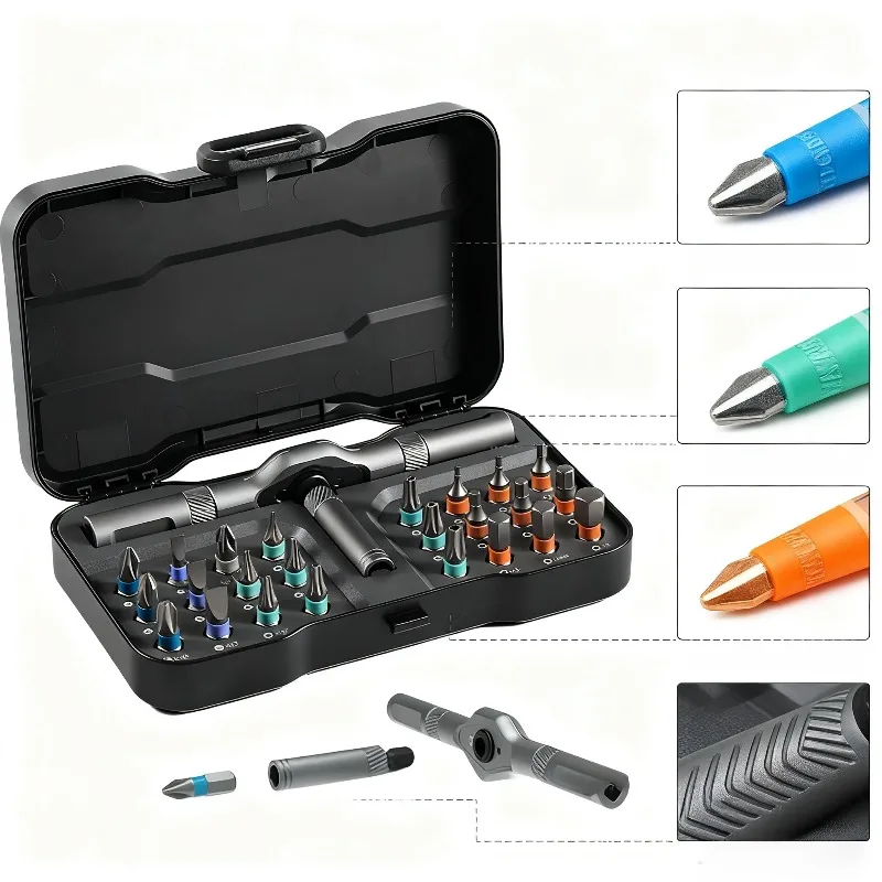 

Набор многобитных отверток с храповым механизмом и организованным чехлом, универсальная прецизионная коллекция инструментов для ремонта «сделай сам» для рукоделия