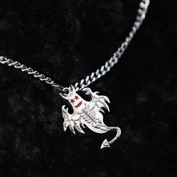 Europe and America Silver White Color Red Drip Glue Skeleton Little Devil Necklace UNISEX Halloween Punk Party Necklace