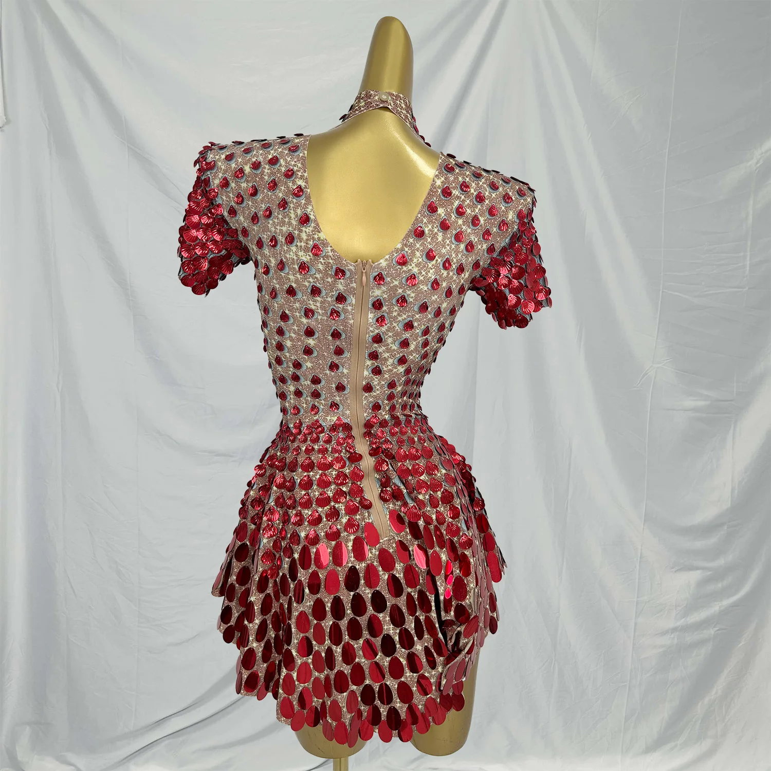 

Jinsique сексуальное красное боди с блестками и ракушками, роскошное платье высокого качества для ночного клуба, танцевальная одежда, платья для дня рождения