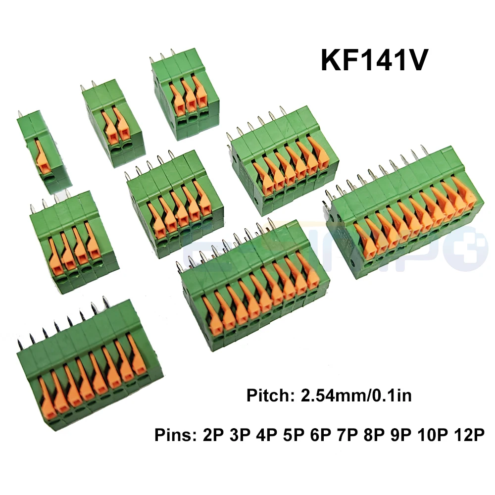 

50PCS KF141V KF141R KF142V KF142R 2.54mm 5.08mm Push-in Spring Terminal Block Straight/Bent Foot PCB Connector FFKDS/V FFKDS/H