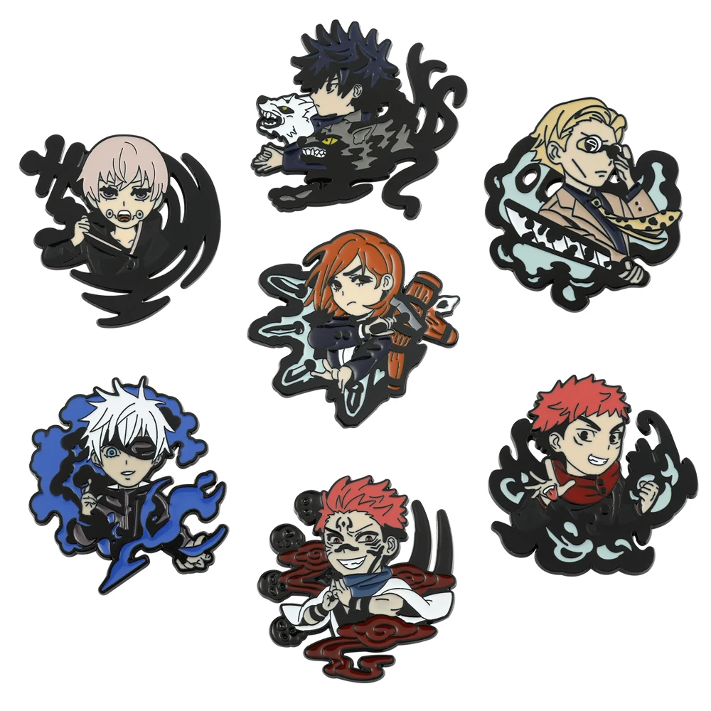 Comic Jujutsu Kaisen Metal Brooch Cosplay Figure Gojo Satoru Inumaki Toge Badge Props Lapel Pins for Jacket Jewelry